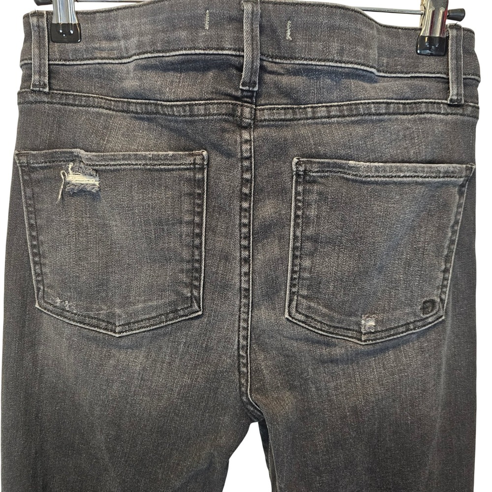 Fidelity Black Washed Crop Flare‎ Jeans Size 28 Raw Hem Distressed Edgy Neutral - Picture 6 of 13